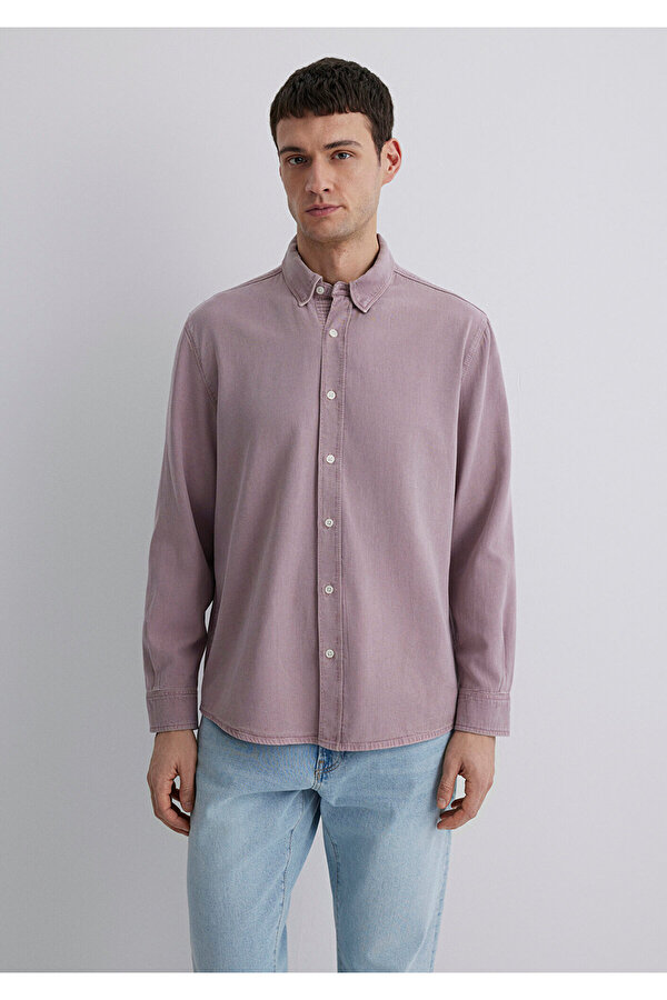 Keten Karışımlı Pembe (TENCEL™) Liyosel Gömlek Regular Fit / Normal Kesim 0211482-89596