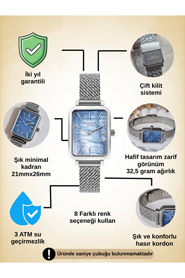 LC07815 Dikdörtgen 6 Renk Hasır Kordon Kadın Kol Saati