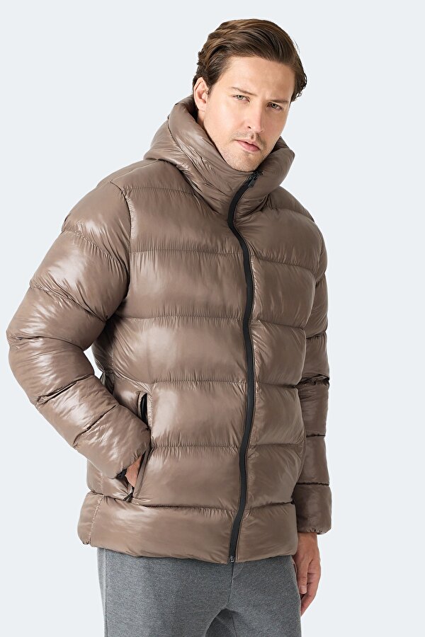 HOOT Erkek Kapüşonlu Şişme Kahve Mont & Kaban