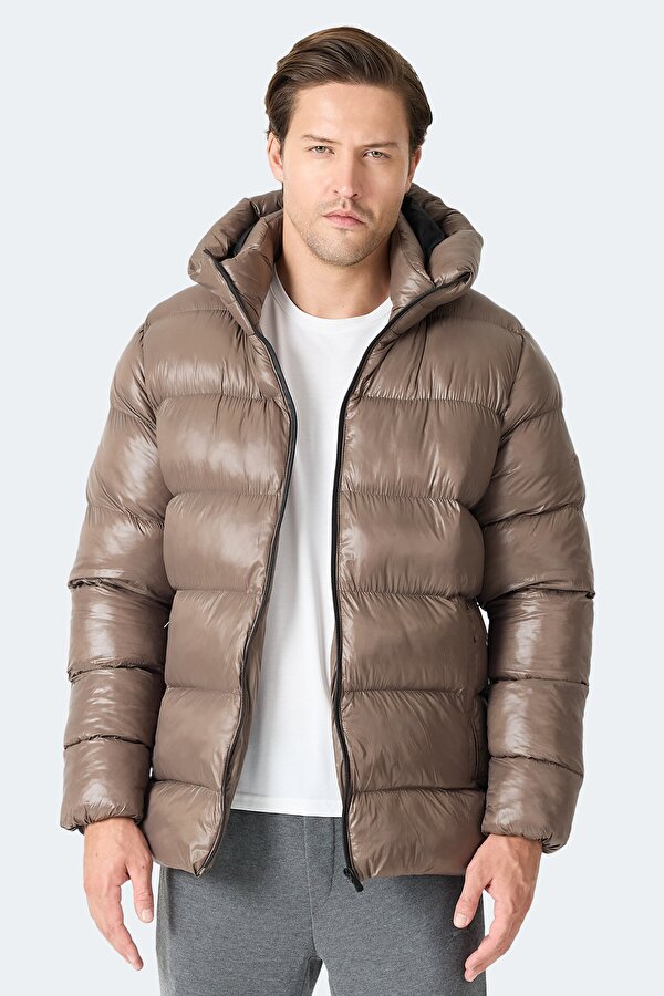 HOOT Erkek Kapüşonlu Şişme Kahve Mont & Kaban