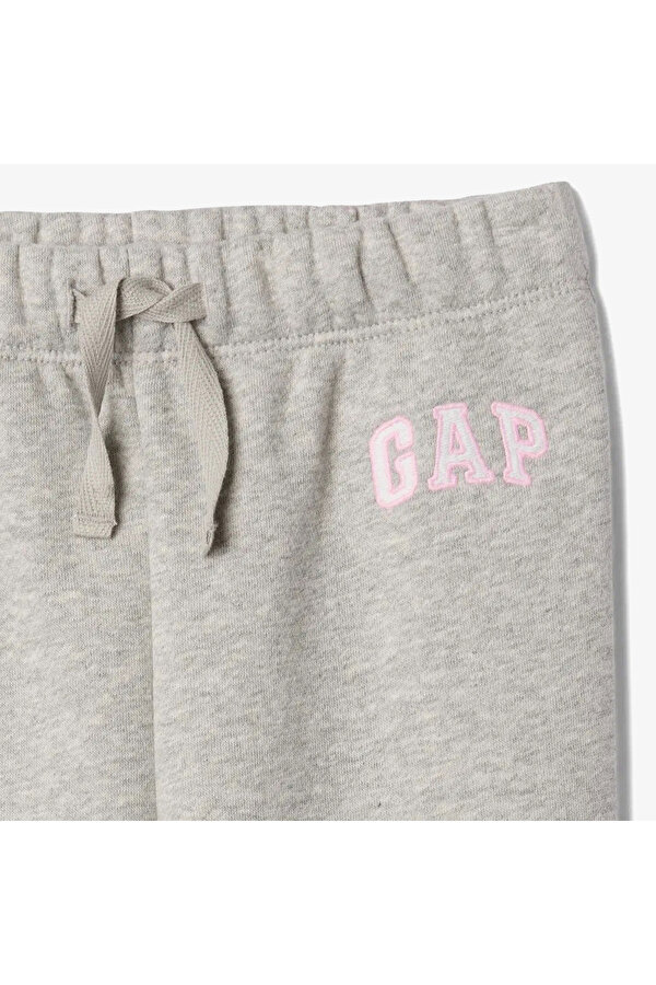 Logo Kalp Desenli Pull-On Jogger Fleece Çocuk Gri Eşofman Altı