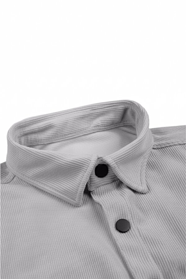 DeepSEA Gri Dar Kesim Erkek Çıtçıtlı Spor Ceket – Fitilli Örme Kumaş, Modern Şehir Stili 2500558