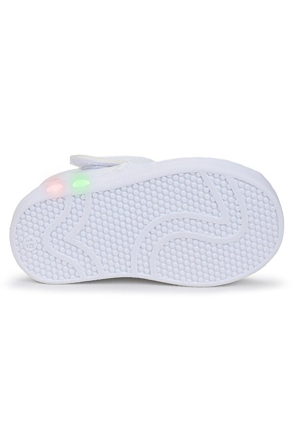 Limba Işıklı Cırtlı Kız Bebek Sandalet Beyaz