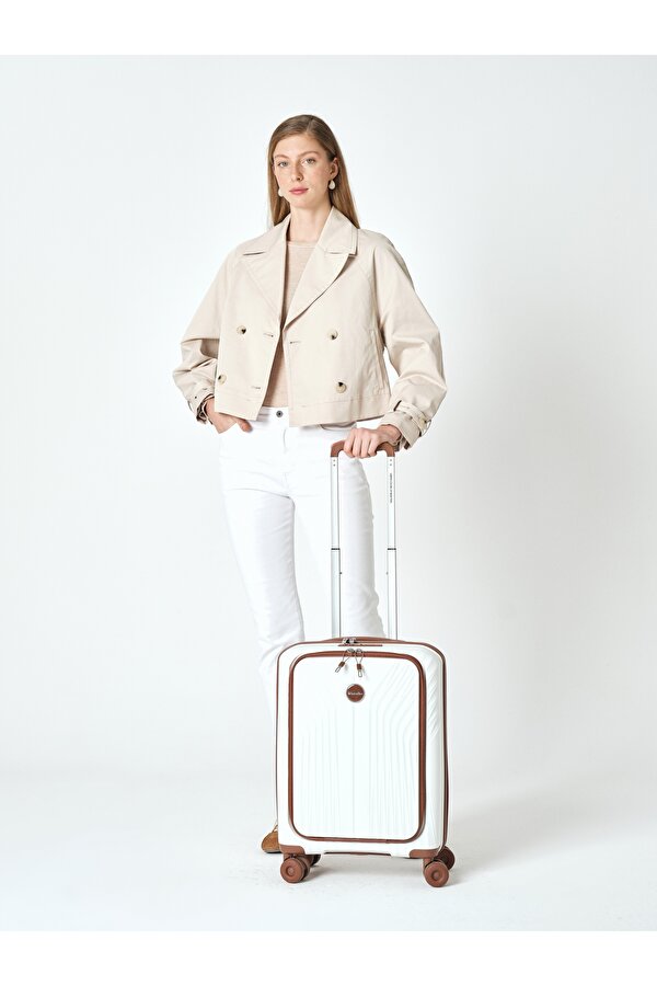 Benetton 8010 Laptop bölmeli Küçük Boy Polipropilen Kırılmaz Valiz  Tekerlekli Valiz BEYAZ