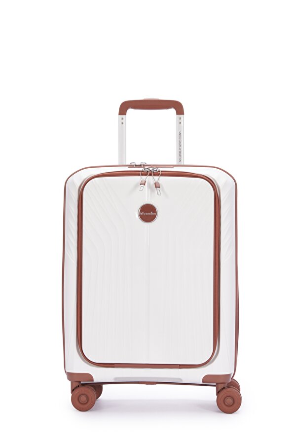 Benetton 8010 Laptop bölmeli Küçük Boy Polipropilen Kırılmaz Valiz  Tekerlekli Valiz BEYAZ