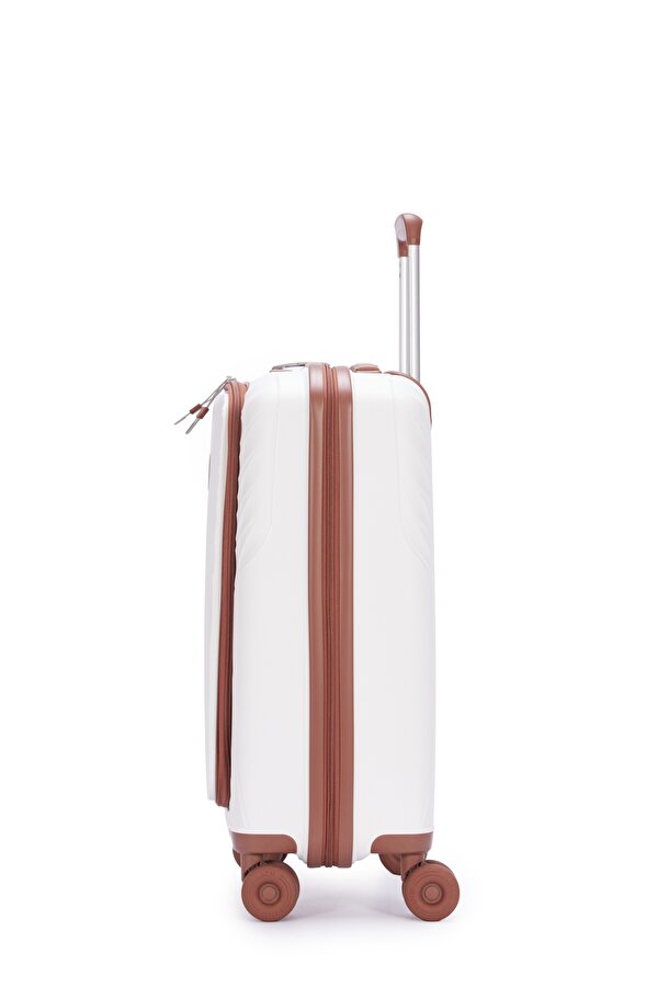 Benetton 8010 Laptop bölmeli Küçük Boy Polipropilen Kırılmaz Valiz  Tekerlekli Valiz BEYAZ