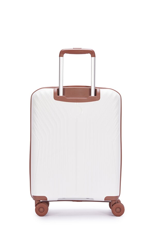 Benetton 8010 Laptop bölmeli Küçük Boy Polipropilen Kırılmaz Valiz  Tekerlekli Valiz BEYAZ