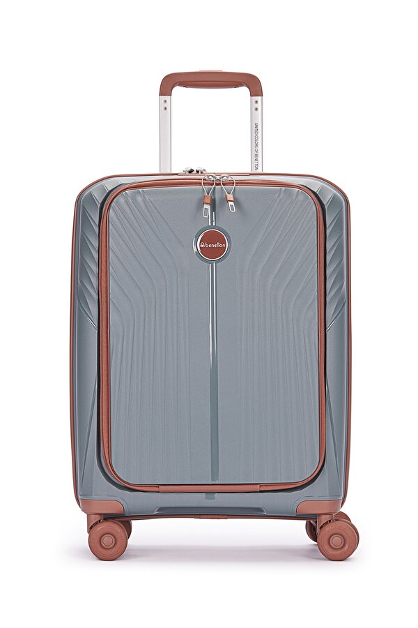 Benetton 8010 Laptop bölmeli Küçük Boy Polipropilen Kırılmaz Valiz  Tekerlekli Valiz ANTRESİT