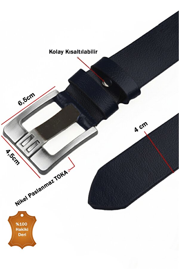 DeepSEA Koyu Lacivert %100 Hakiki Deri Kalın Dilli Spor Kemer | Kısaltılabilir | Günlük & Spor | Yerli Üretim 1801312
