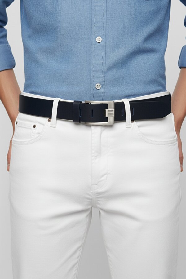 DeepSEA Koyu Lacivert %100 Hakiki Deri Kalın Dilli Spor Kemer | Kısaltılabilir | Günlük & Spor | Yerli Üretim 1801312