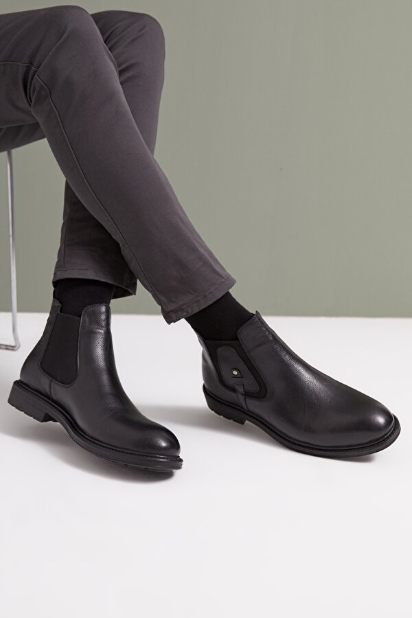 Erkek Hakiki Deri Bot 153447Z204 Siyah