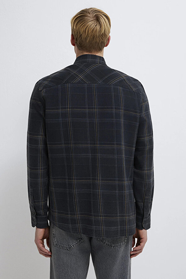 Erkek Ekoseli %100 Pamuk Gömlek M0210806 Walnut Check