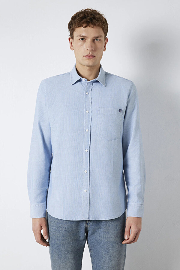 Erkek Çizgili Gömlek M0211852 Indigo