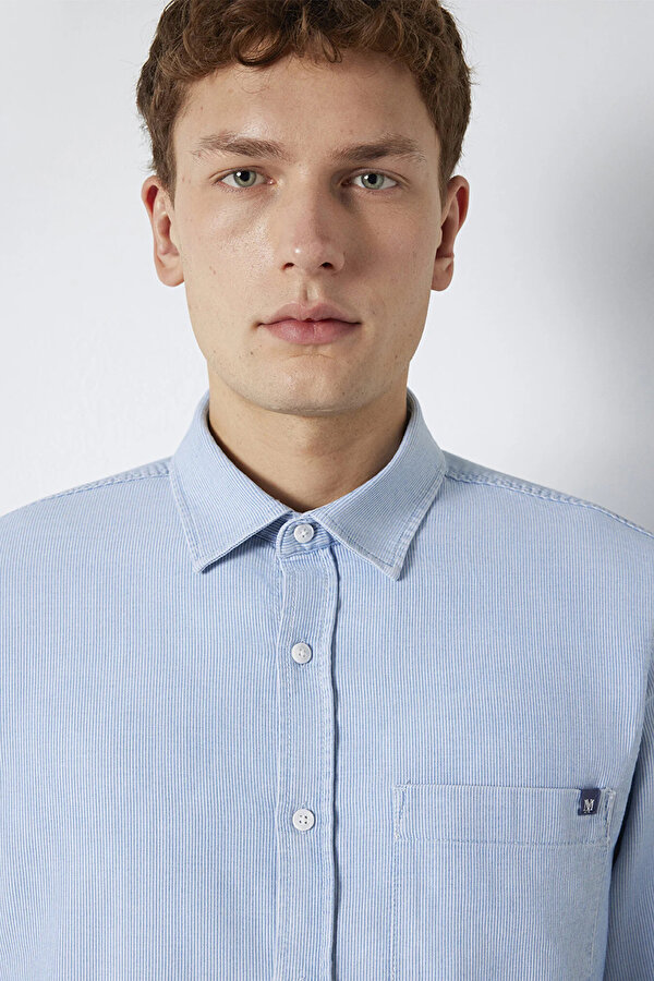 Erkek Çizgili Gömlek M0211852 Indigo