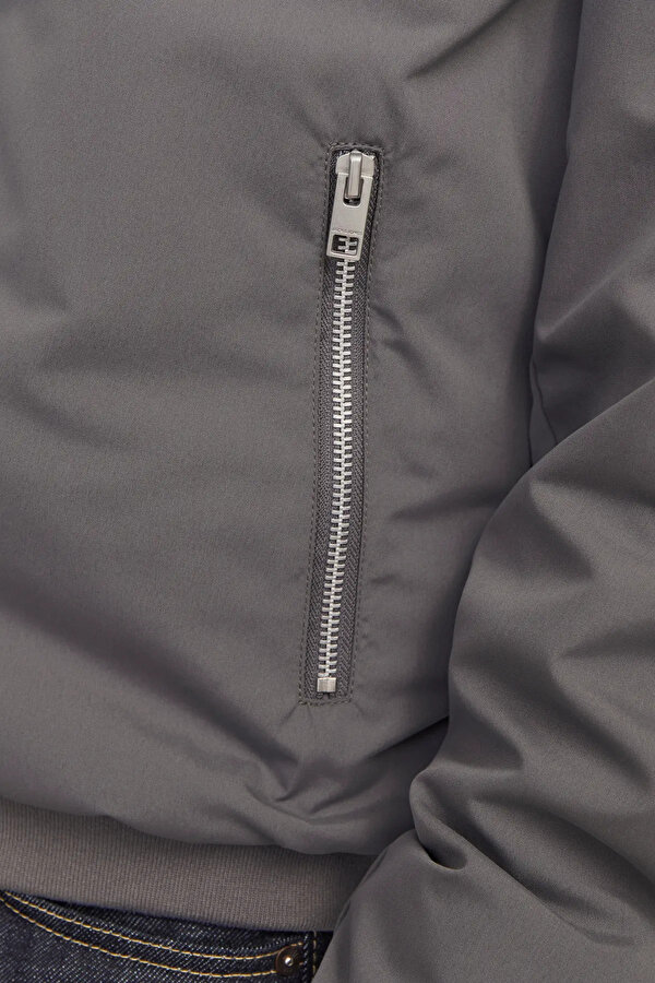 Erkek Jjerush Dik Yaka Bomber Ceket 12204277 Gri