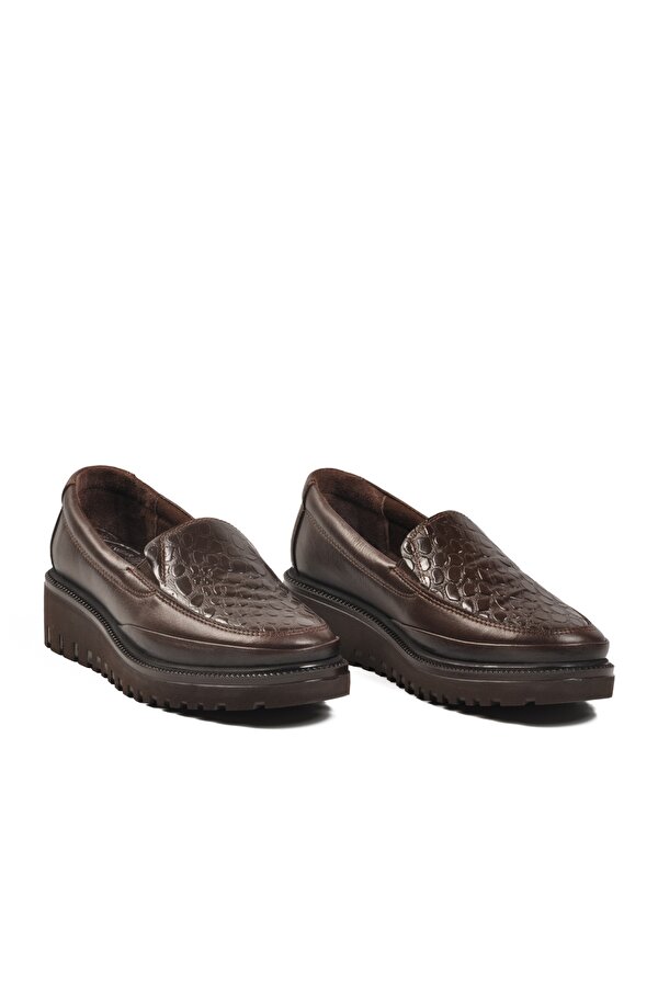 Z399 Anatomik Hakiki Deri Kahve Kadın Günlük Ayakkabı