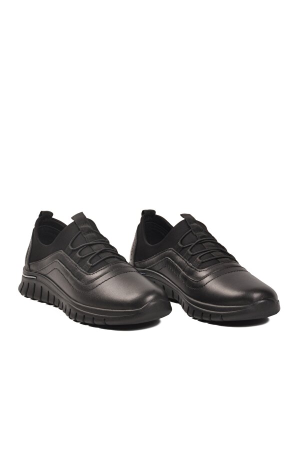 Z217 Anatomik Hakiki Deri Siyah Kadın Günlük Ayakkabı