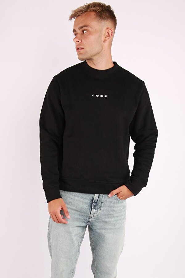 Jack Jones Jcostance Sweat Crew Neck Pls Erkek Siyah Büyük Beden Sweatshirt 12289125-02