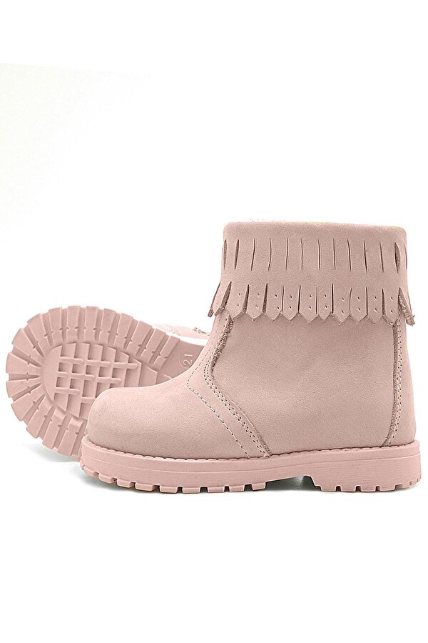 Chiron Hakiki Deri Pembe Fermuarlı Kız Çocuk Bot Çizme