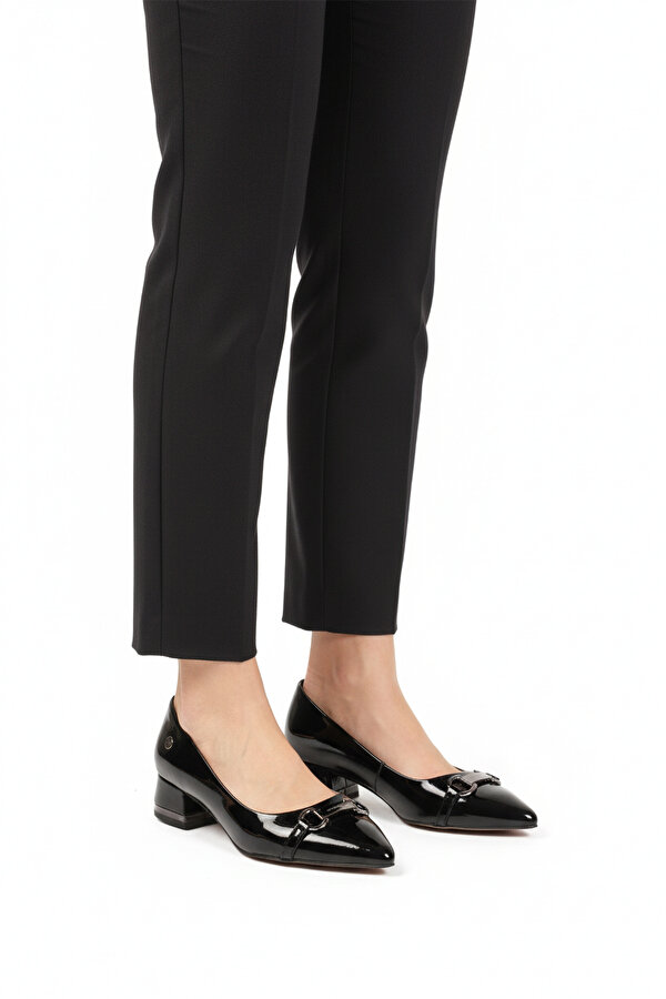 PC-55197 Z Siyah Rugan Kadın Abiye Ayakkabı