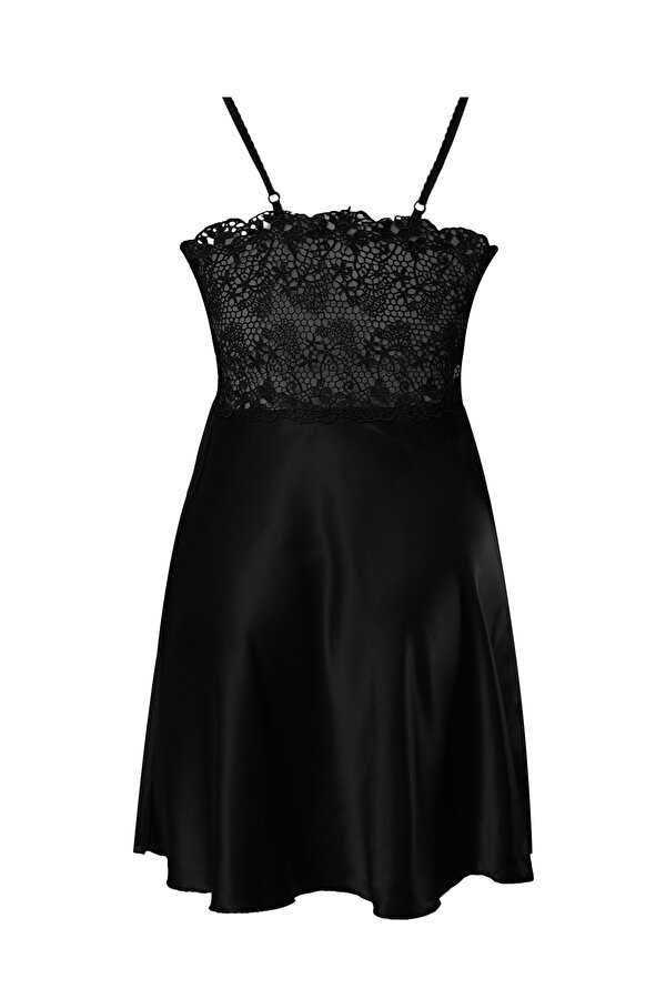 6 Lı Saten Gecelik Çeyiz Takım Siyah