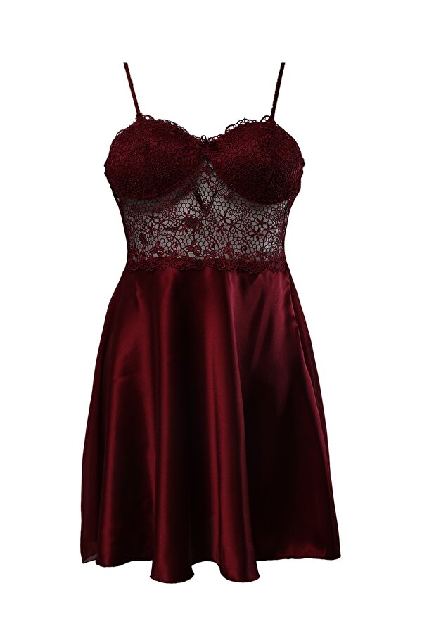 6 Lı Saten Gecelik Çeyiz Takım Bordo