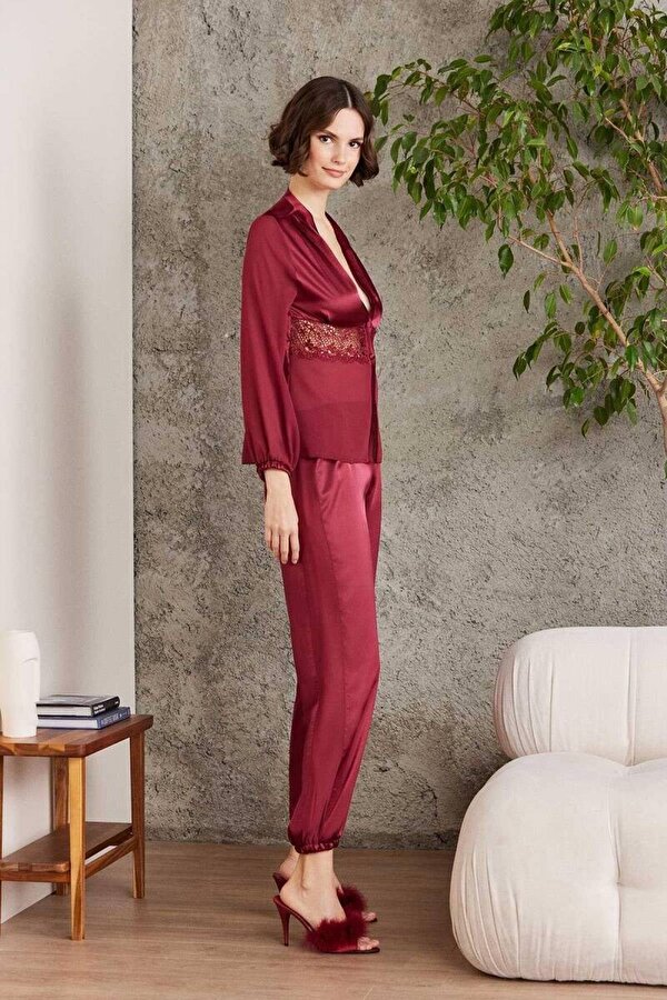 6 Lı Saten Gecelik Çeyiz Takım Bordo