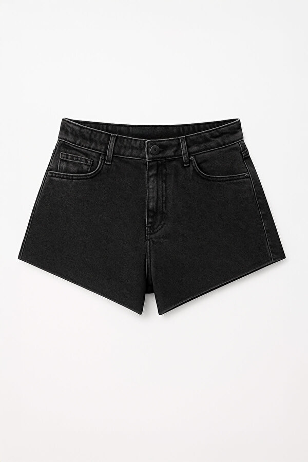 Kadın Yüksek Bel Püsküllü Paça Jean Şort