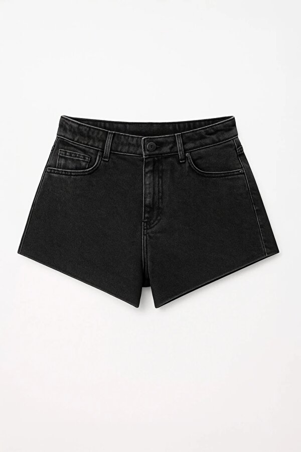 Kadın Yüksek Bel Püsküllü Paça Jean Şort