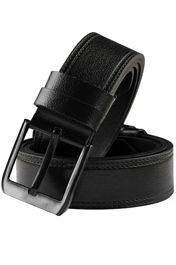 DeepSEA Siyah %100 Hakiki Deri Kot Kemeri – Kenarları Desenli – Kısaltılabilir Erkek Deri Kemer 2602666
