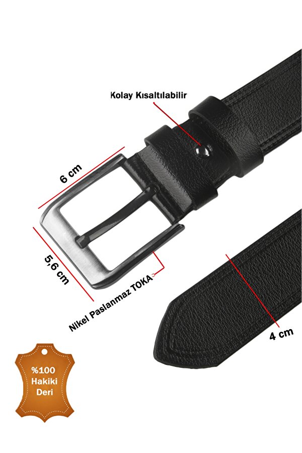 DeepSEA Siyah %100 Hakiki Deri Kot Kemeri – Kenarları Desenli – Kısaltılabilir Erkek Deri Kemer 2602666
