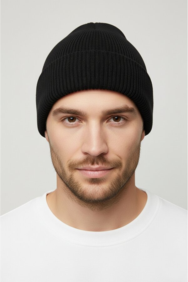 DeepSEA Siyah Unisex Triko Bere – Ribana Dokulu, Esnek & Sıcak Kışlık Bere 2617787