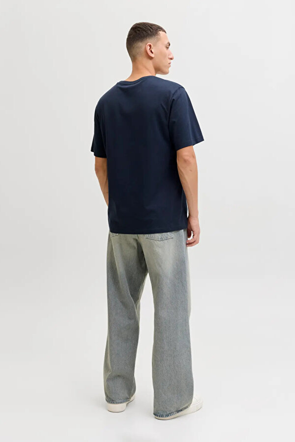 Erkek Jjejeff Bisiklet Yaka %100 Pamuk T-Shirt 12288536 Lacivert