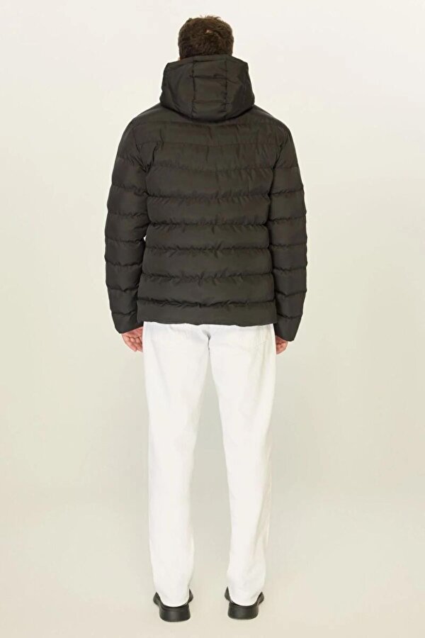Kapüşonlu Şişme Erkek Kışlık Mont  Jel Elyaf Dolgulu, İçi Astarlı, Cepli
