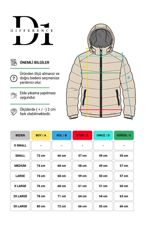 Kapüşonlu Şişme Erkek Kışlık Mont  Jel Elyaf Dolgulu, İçi Astarlı, Cepli