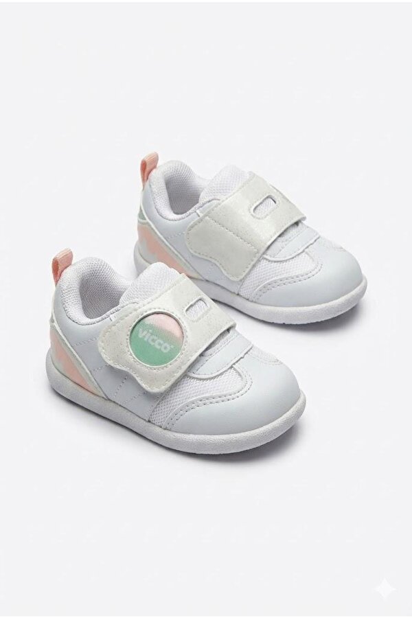 346.E25Y.170 Beyaz Pudra Donut Anatomik Kız Çocuk İlk Adım Ayakkabısı