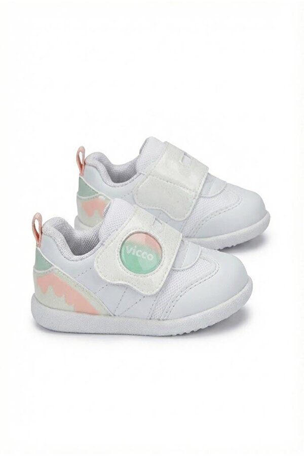 346.E25Y.170 Beyaz Pudra Donut Anatomik Kız Çocuk İlk Adım Ayakkabısı