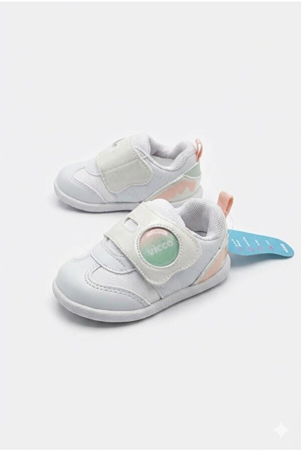 346.E25Y.170 Beyaz Pudra Donut Anatomik Kız Çocuk İlk Adım Ayakkabısı