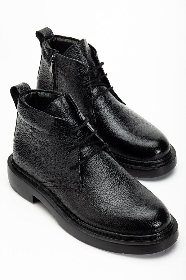 D414 Hakiki Deri Soğuk Geçirmez Kışlık Erkek Bot