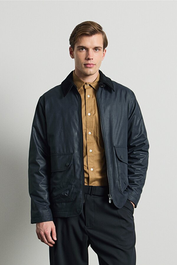 Erkek Kadife Yakalı Mont Ceket Lacivert