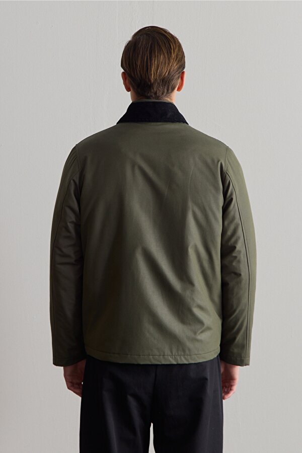 Erkek Kadife Yakalı Mont Ceket Yeşil