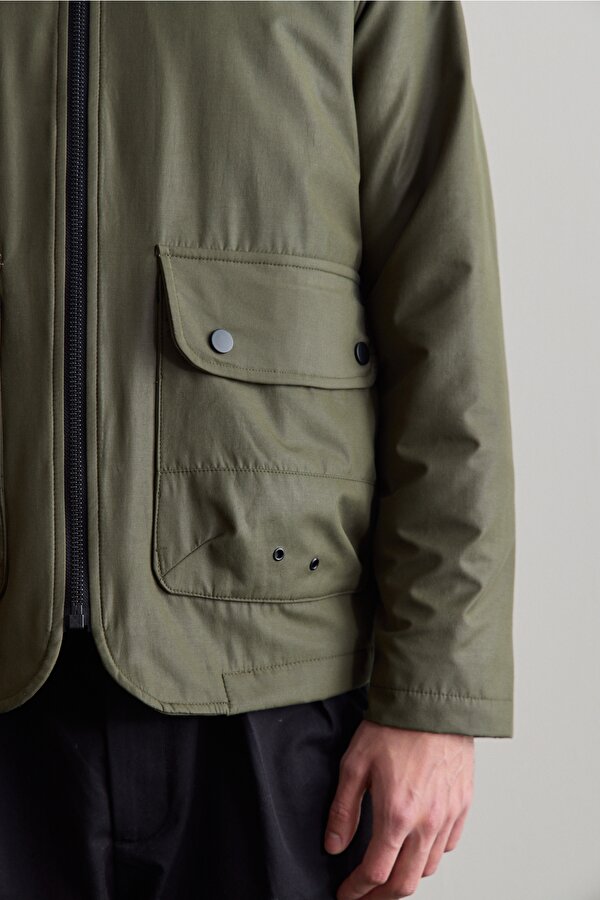 Erkek Kadife Yakalı Mont Ceket Yeşil