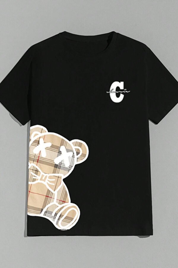Unisex Pattern Bear Baskılı Tasarım Tshirt - 3 Al 1 Öde