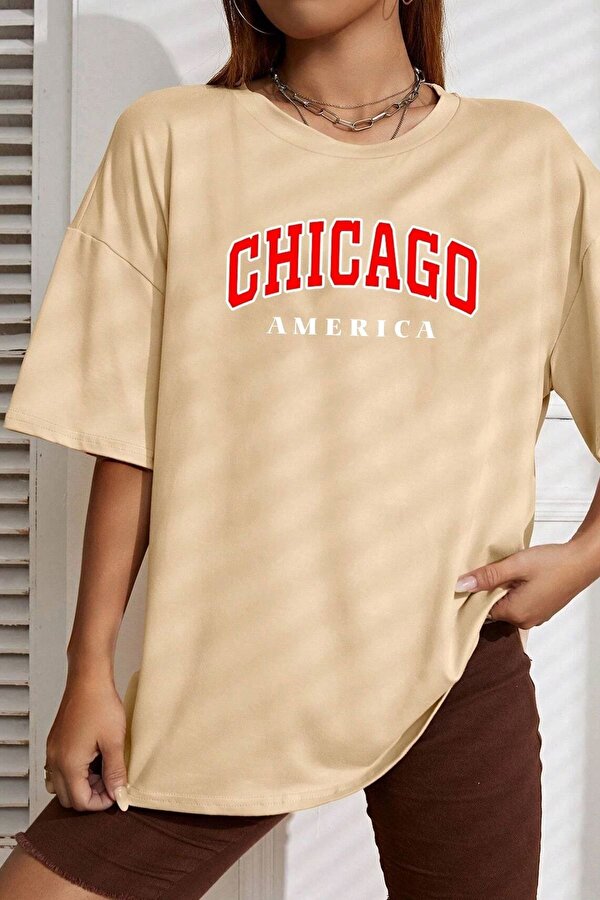Unisex Chiago Baskılı T-shirt - 3 Al 1 Öde