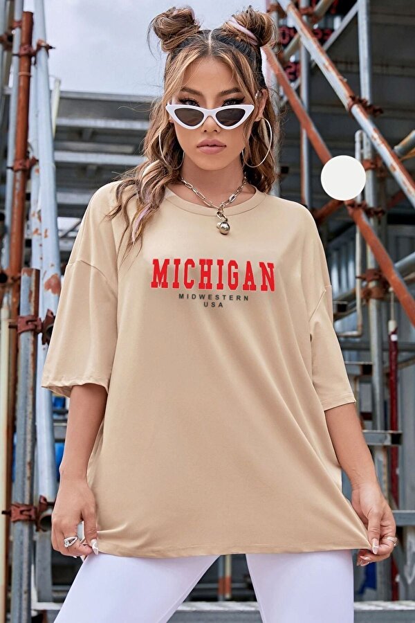 Unisex Michigan Baskılı T-shirt - 3 Al 1 Öde