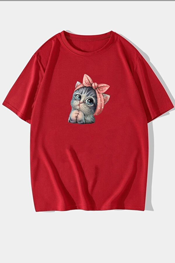 Unisex Sevimli Kedi Tasarım T-shirt - 3 Al 1 Öde