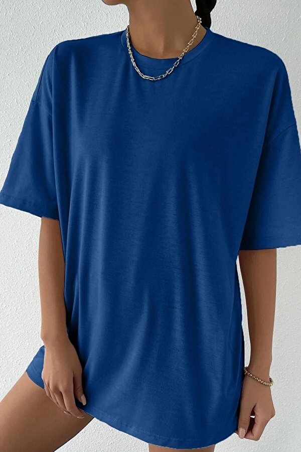 Unisex Sax Mavi Sırt Kelebek Baskılı T-shirt - 3 Al 1 Öde