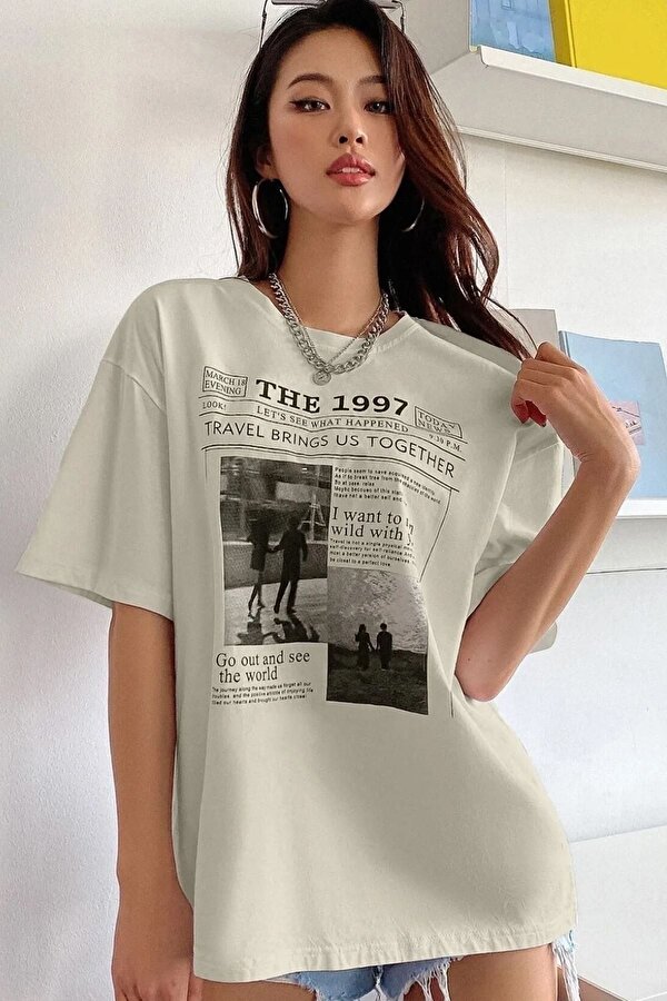 Unisex The 1997 Travel Baskılı T-shirt - 3 Al 1 Öde