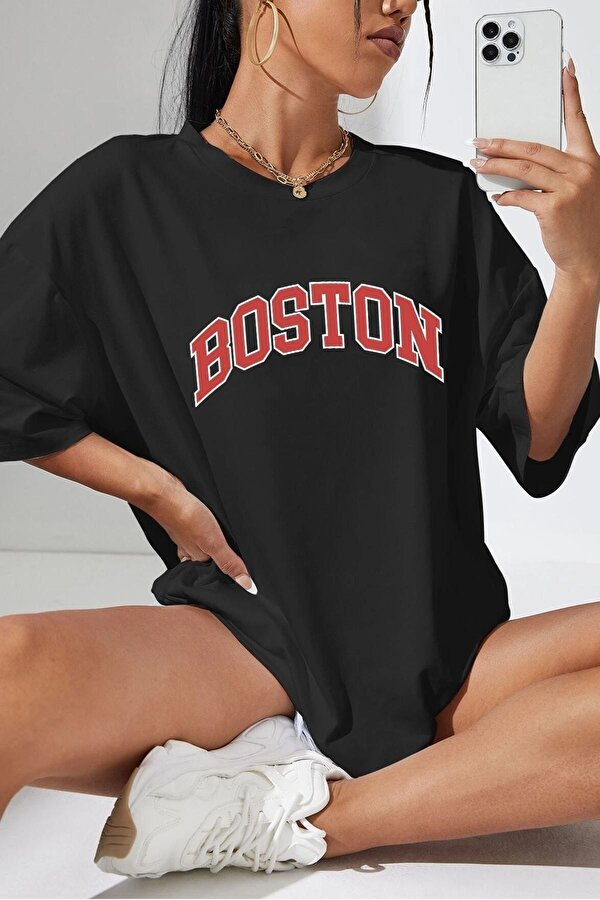 Unisex Boston Baskılı Tshirt - 3 Al 1 Öde