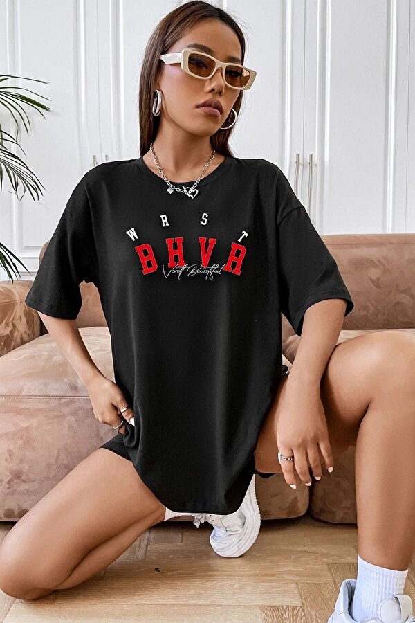 Unisex Bhvr Baskılı T-shirt - 3 Al 1 Öde